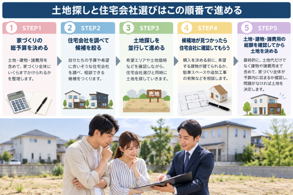 土地探しと住宅会社選びの流れ