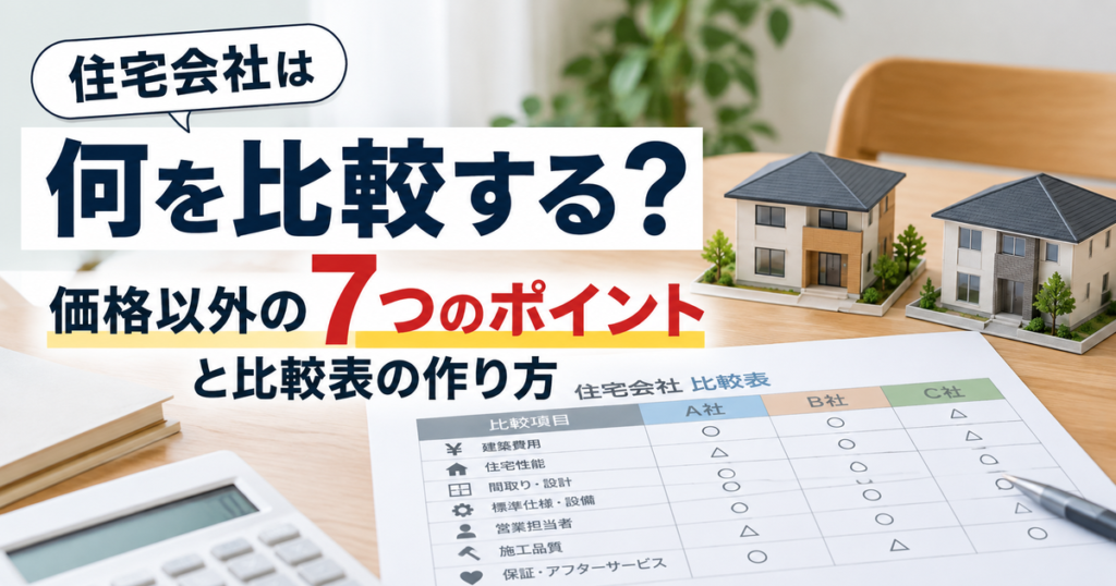 住宅会社は何を比較する？価格以外の7つのポイントと比較表の作り方