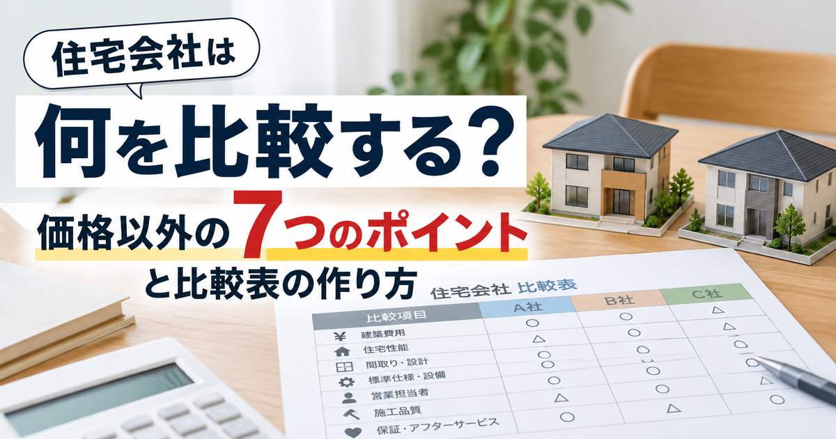 住宅会社は何を比較する？価格以外の7つのポイントと比較表の作り方